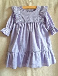 Cotton embroidery jurk lila