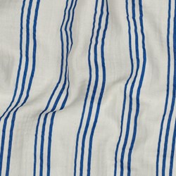 Hoeslaken Stripes Naturel&Blue