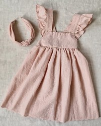 Cotton embroidery Old Pink jurk ruffle bandjes