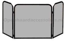 Glazen haardscherm met zwarte lijst 3-delig