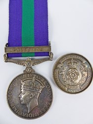 GB General Service medal, Palestine gesp + boks medaille