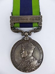 GB,India General Service medaille + gesp Waziristan 1919-21
