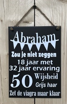 via Maak plaats verkiezen Zinken tekstbord Abraham | Zinkhuysje.nl