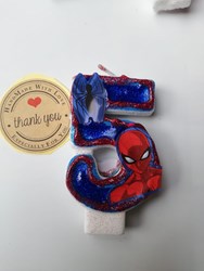 Handgedecoreerd verjaardagskaars Spiderman 