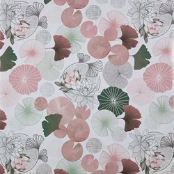 PVC Tafelzeil waterlelie bloem en bladmotief oud roze