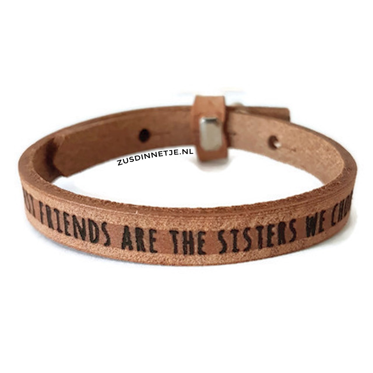 Armband- Sisters - Vriendschap Armband Echt Leer