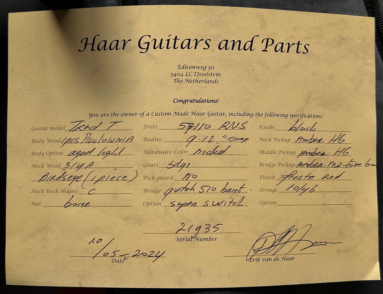 2024 Haar T HSS Aged with Tremolo Paulownia Light Rockguitar! - Thumbnail 6