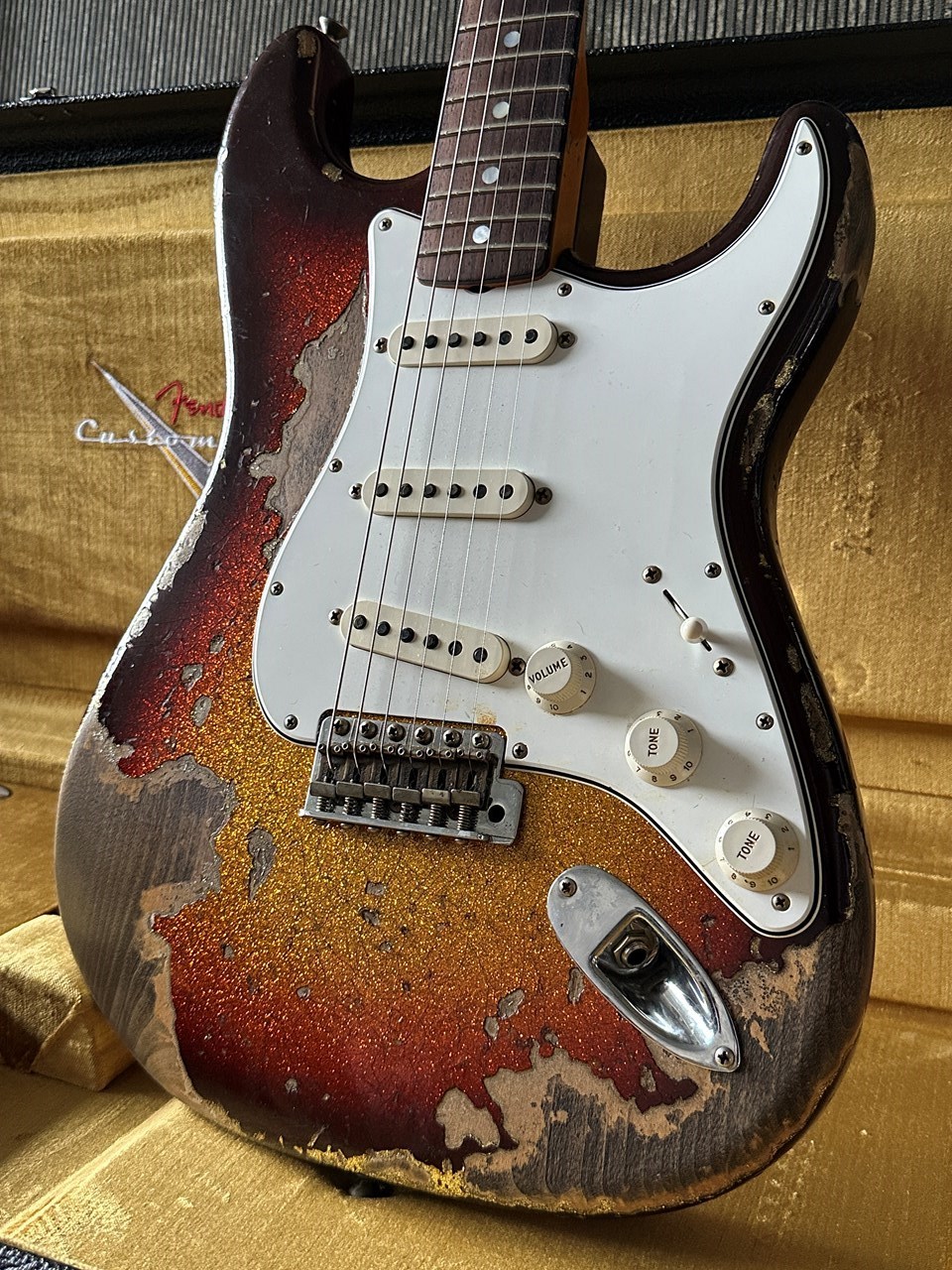 2024 Fender 1965 Stratocaster Super Heavy Relic Sunburst Sparkle Custom Shop - Thumbnail 3
