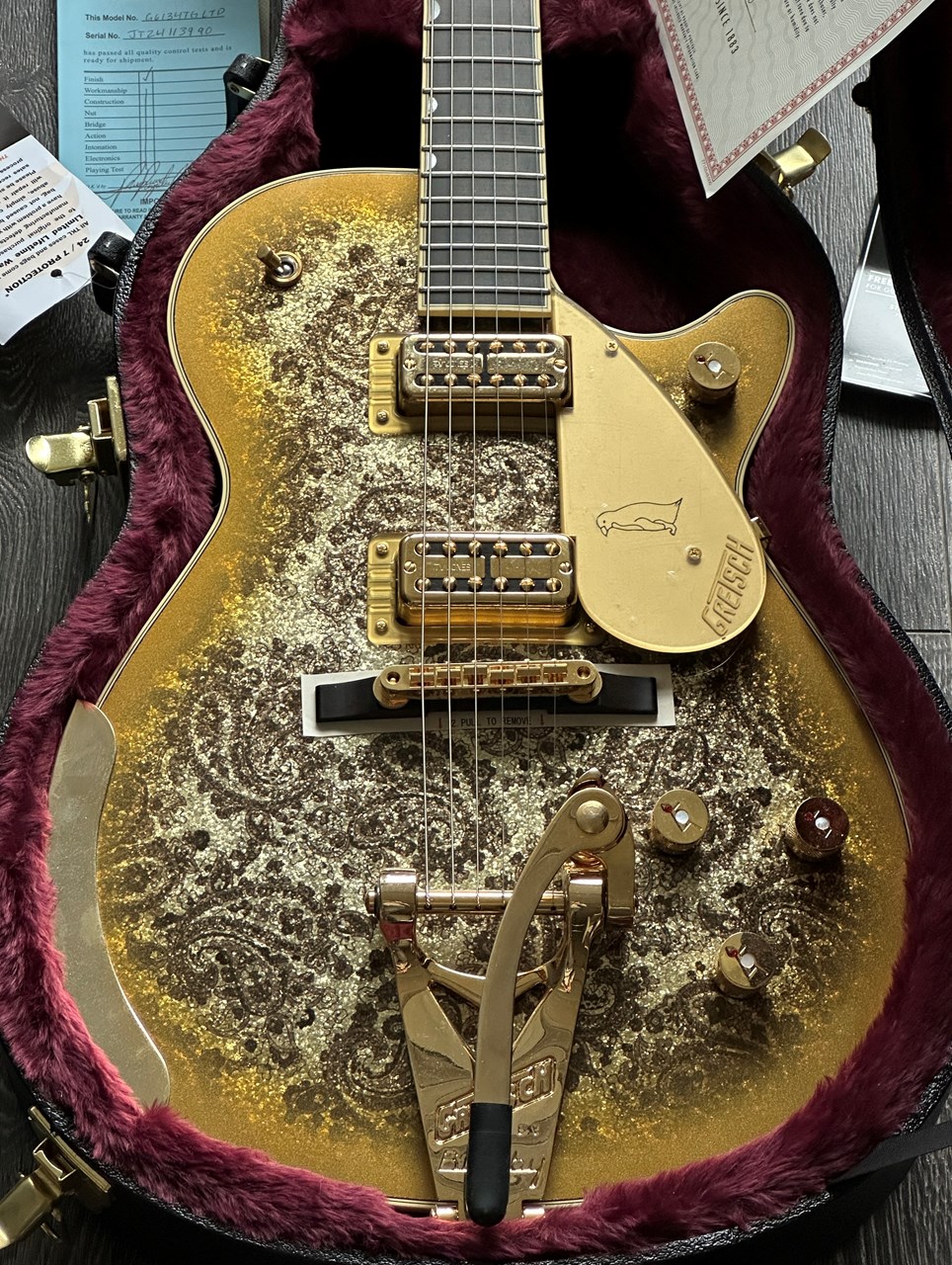 2024 Gretsch G6134TG Gold Paisley Penguin Bigsby Limited Edition - Thumbnail 6