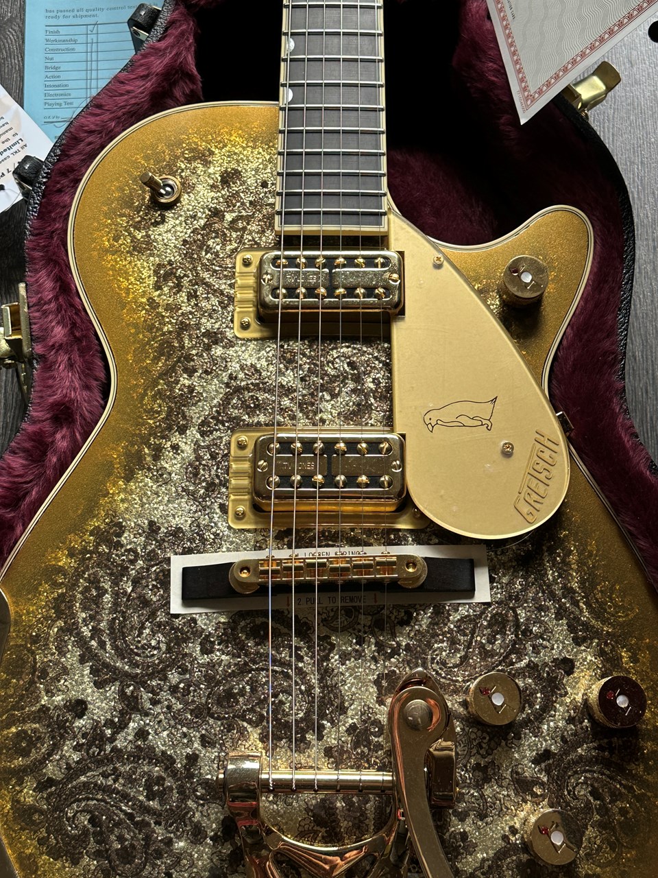 2024 Gretsch G6134TG Gold Paisley Penguin Bigsby Limited Edition - Thumbnail 4