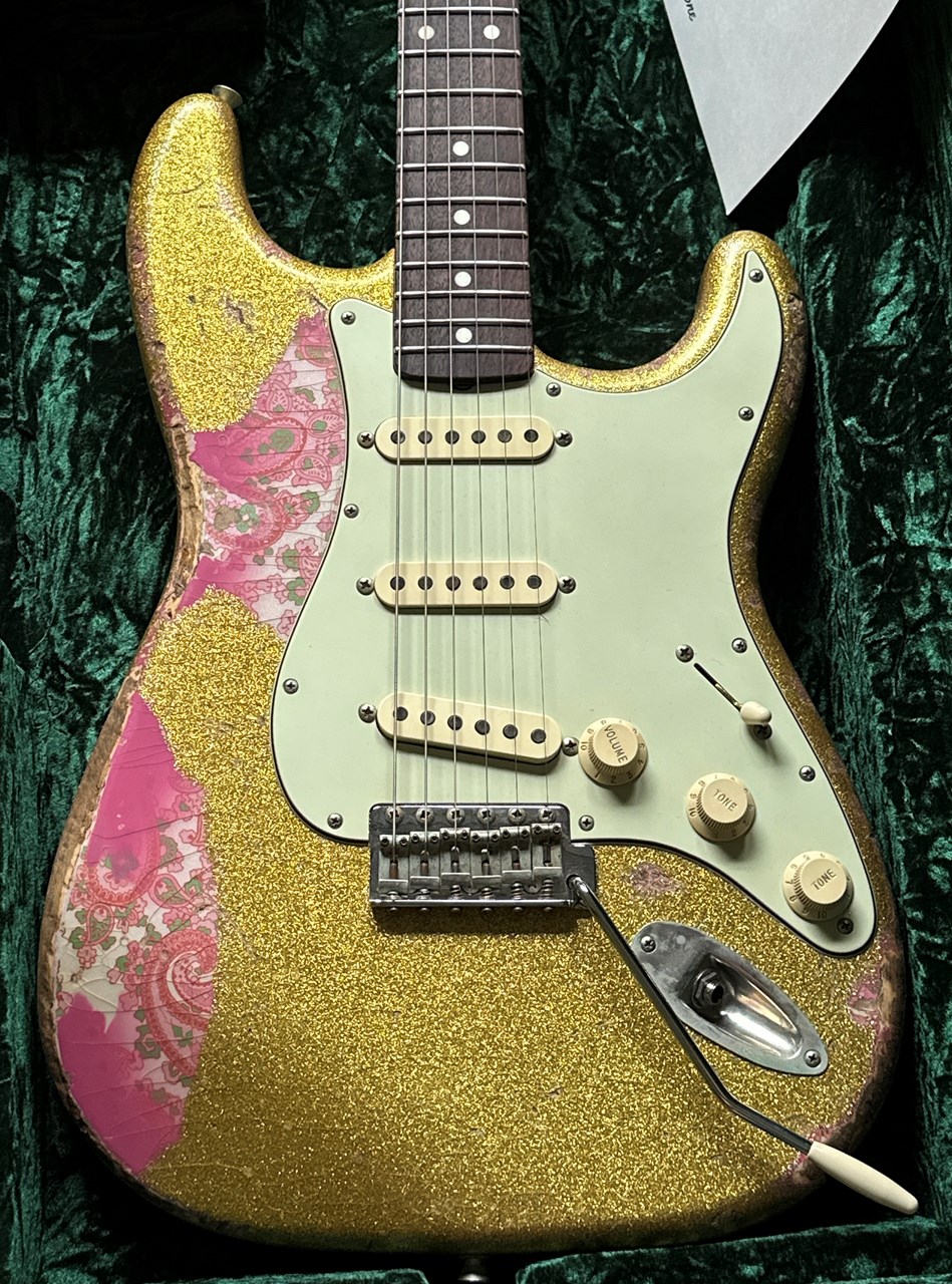 Del-Tone 60's S Gold Sparkle over Pink Paisley Heavy Aged with COA & Case - Thumbnail 4