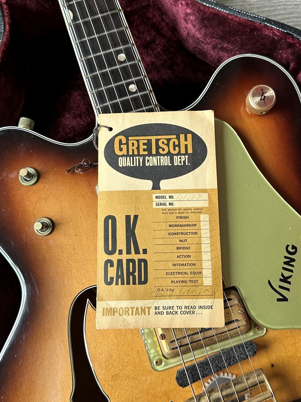1967 Gretsch 6187 Viking with Original Checklist & Case - Thumbnail 3