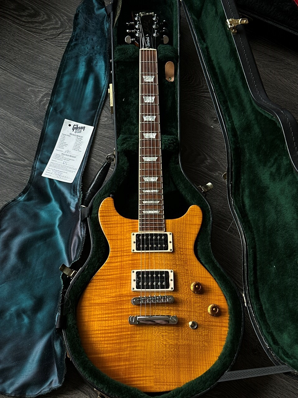 1998 Gibson Les Paul Standard DC Doublecut Trans Amber - Thumbnail 6