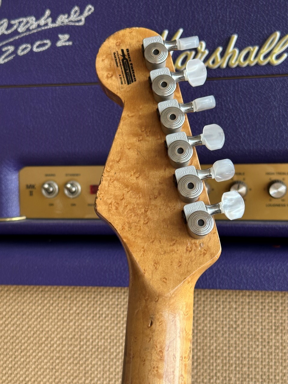 Haar S Old Headstock Birdseye Neck Olympic White Aged - Thumbnail 6