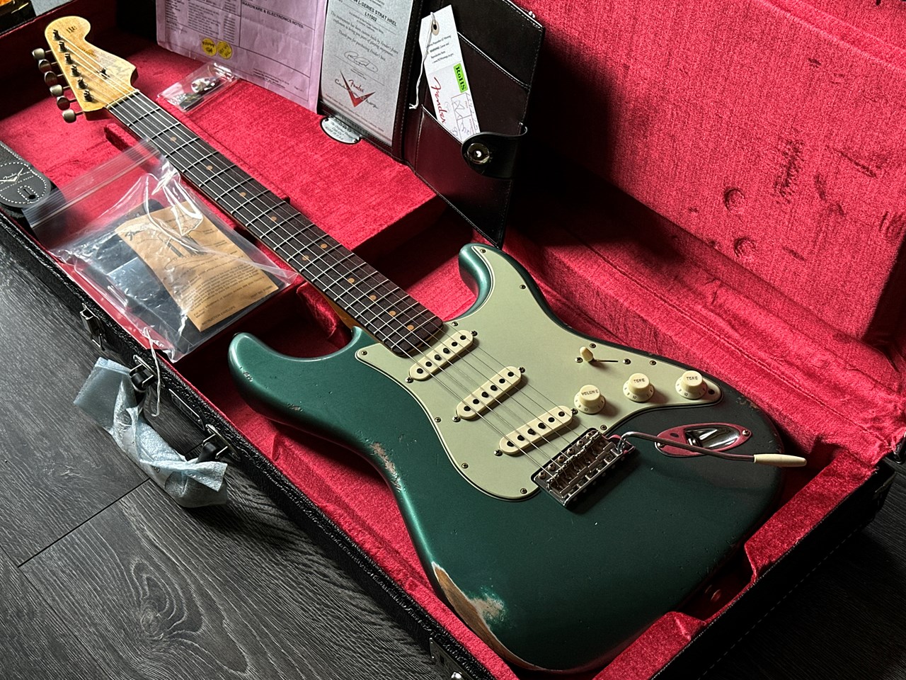 2025 Fender Custom Shop LTD '64 L-Series Stratocaster Heavy Relic Aged Sherwood Metallic - Thumbnail 3