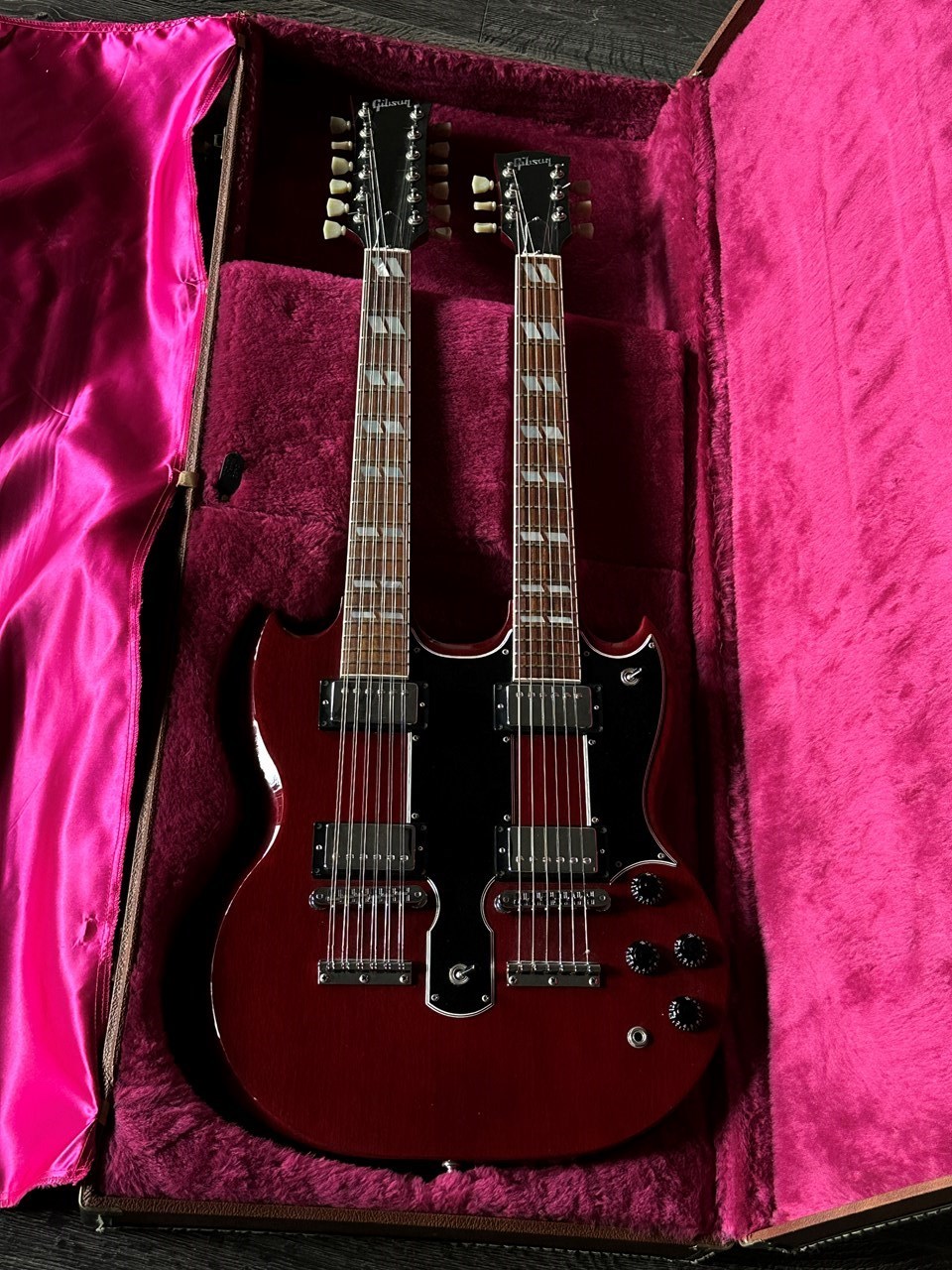 1990 Gibson EDS-1275 Cherry Red Double Neck with Original Case - Thumbnail 2