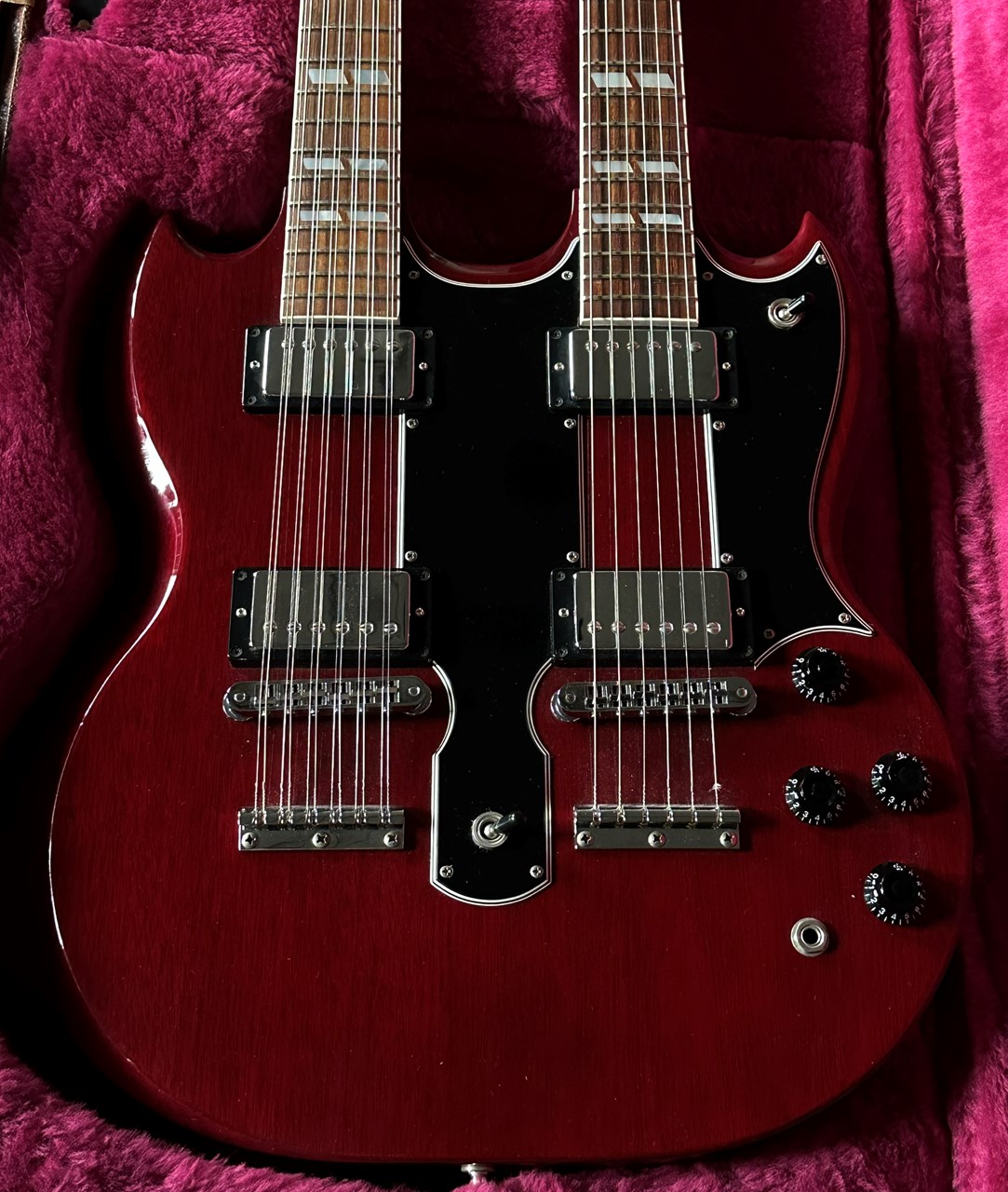 1990 Gibson EDS-1275 Cherry Red Double Neck with Original Case - Thumbnail 3