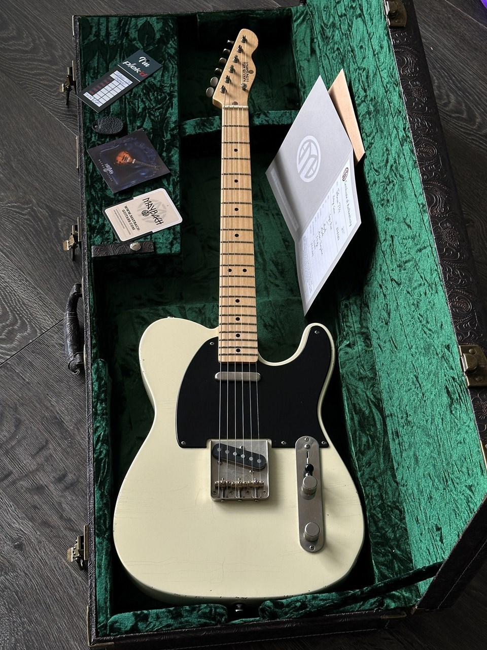 2024 Maybach Teleman T54 Aged Vintage Cream Tele Amber Pickups COA & Case - Thumbnail 3