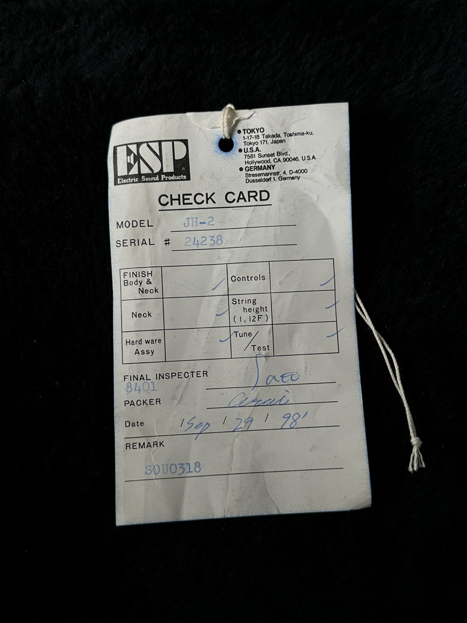 1998 ESP Custom Shop James Hetfield Signature JH-2 Black Diamond Plate - Thumbnail 4