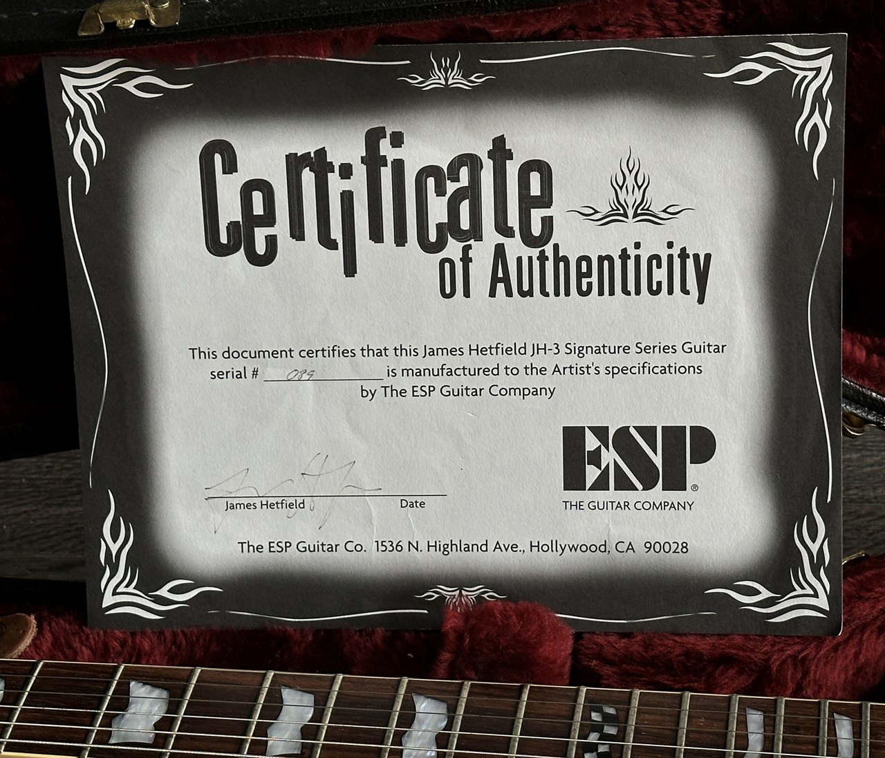1999 ESP Custom Shop James Hetfield Signature JH-3 Black with Hot Rod Pinstriping - Thumbnail 4