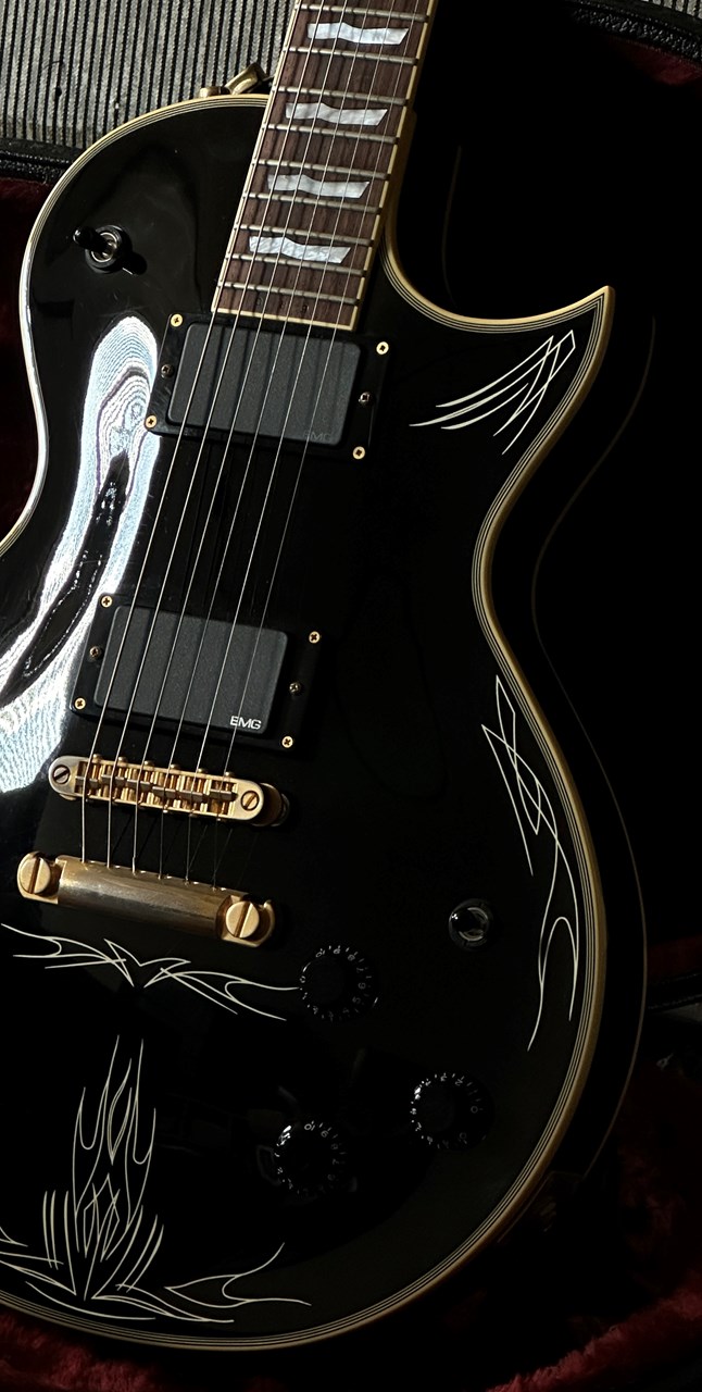 1999 ESP Custom Shop James Hetfield Signature JH-3 Black with Hot Rod Pinstriping - Thumbnail 2