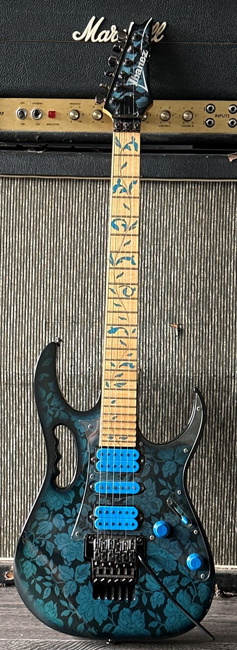 1991 Ibanez JEM 77 BFP Blue Floral Pattern Clean Fretboard - Thumbnail 5