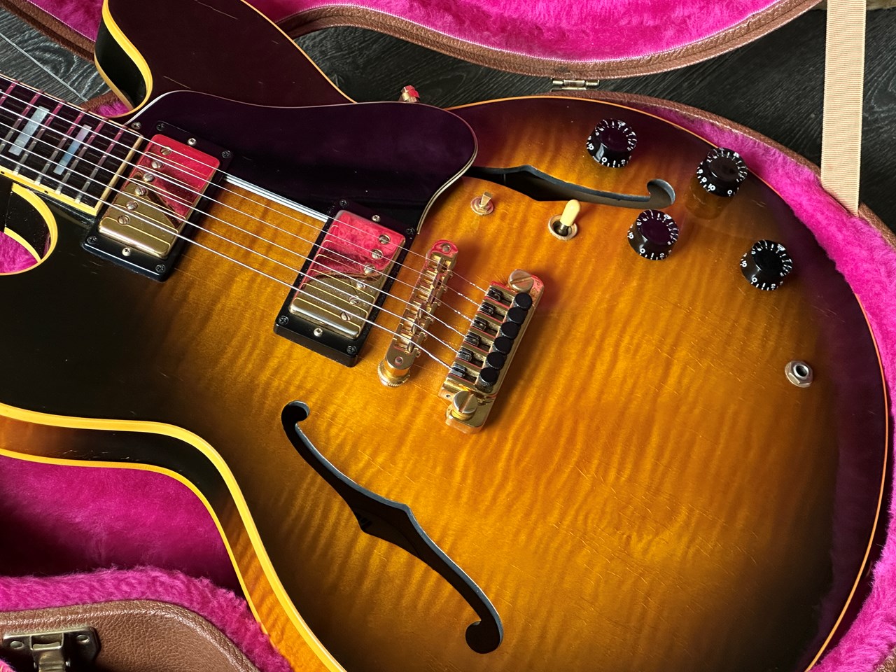 1990 Gibson ES-347 Flamed Maple Body Tobacco Burst with Original Case - Thumbnail 2