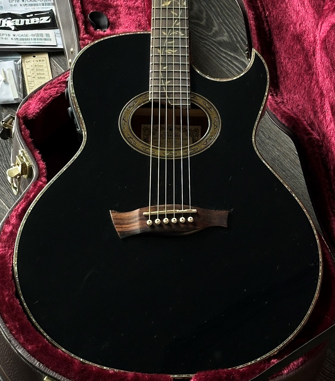 2015 Ibanez EP-10 Black Pearl Euphoria Steve Vai Acoustic Engelmann/Mahogany - Image 1