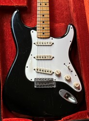 1973 Fender Stratocaster Black Original Finish Black Bottom Pickups