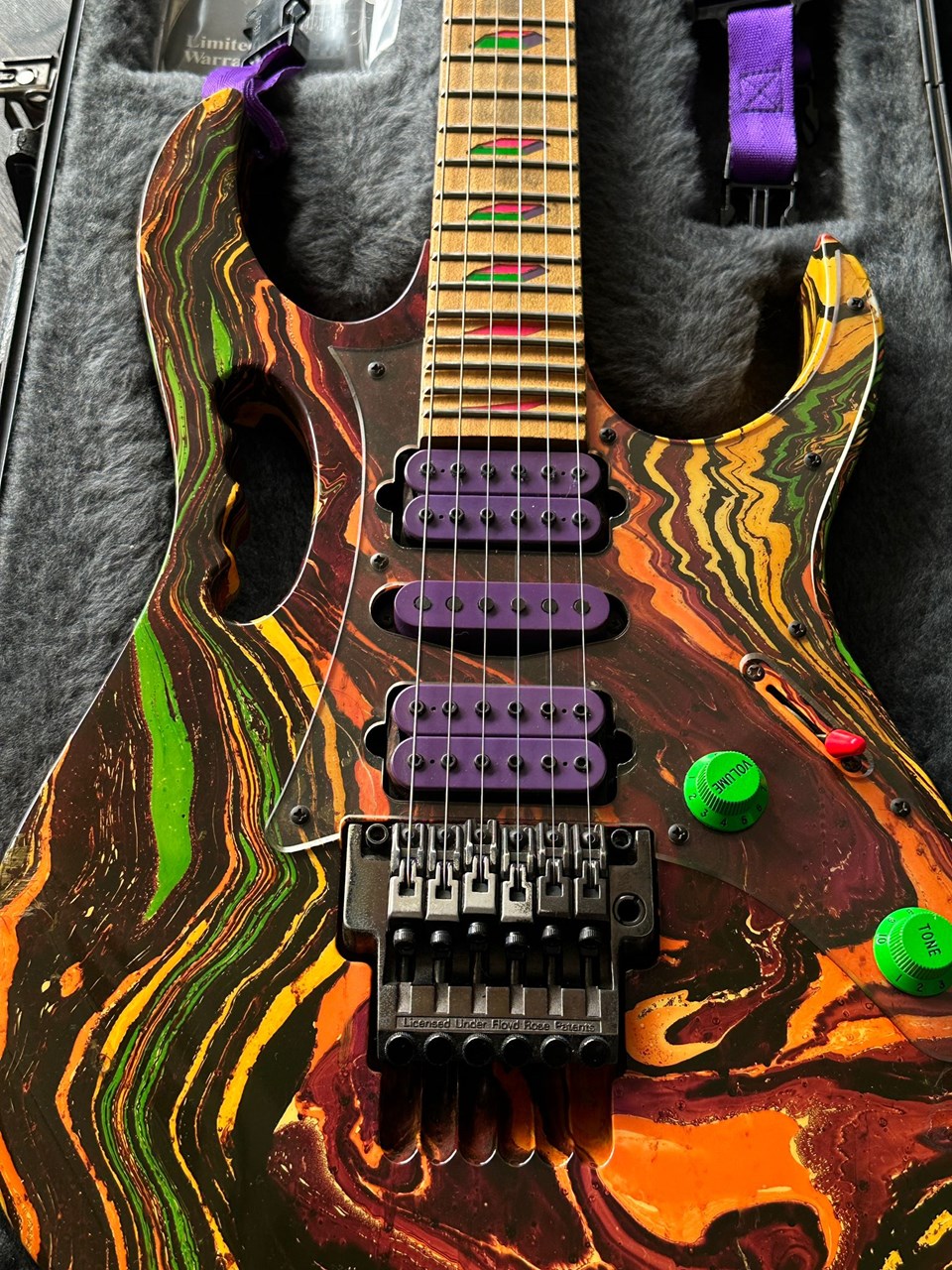 Ibanez JEM77 PMC Purple Multi Color Steve Vai with Case - Thumbnail 2