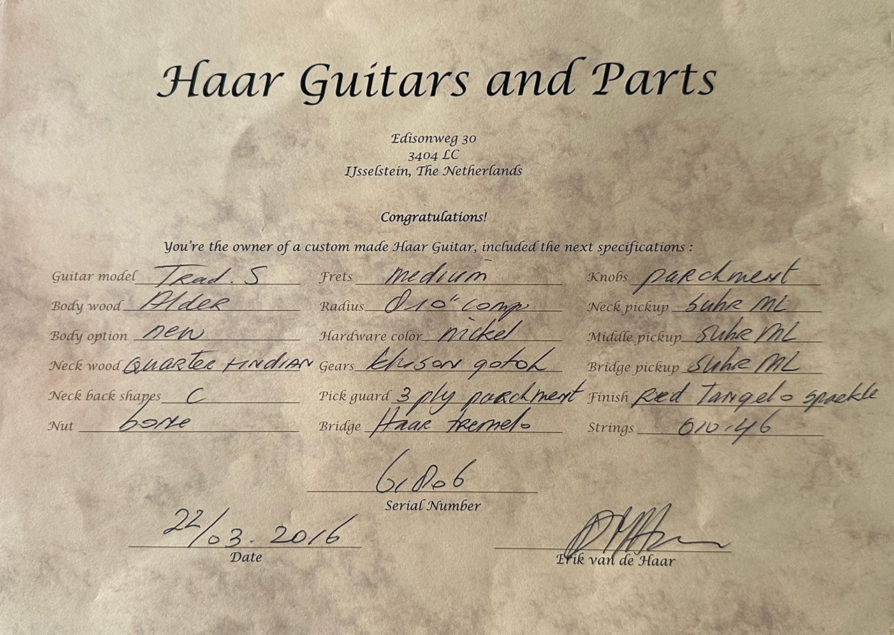 Haar Trad S HSS Suhr ML Pickups & Red Sparkle Finish with COA & Bag - Thumbnail 4