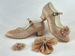 Spaanse schoenen goud glitter + Accessoires